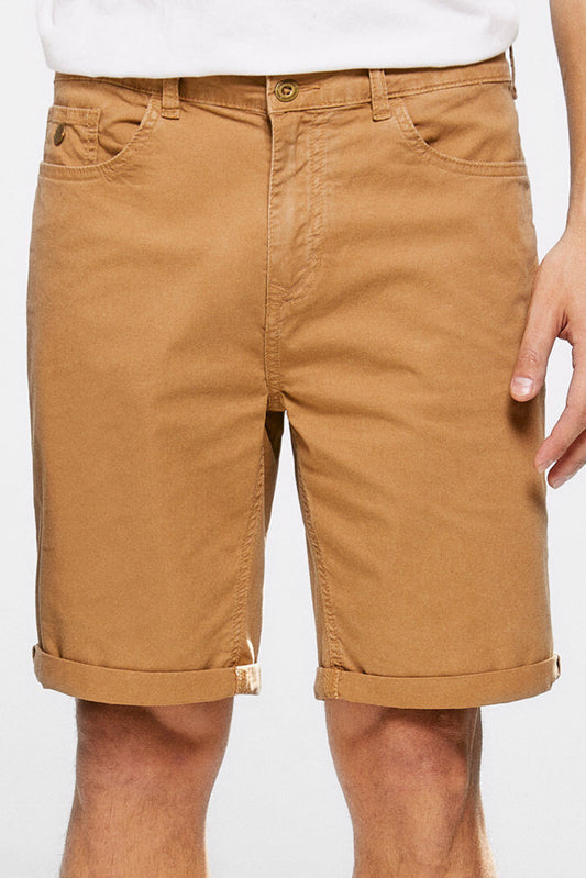 Washed lightweight slim fit 5-pocket Bermuda shorts