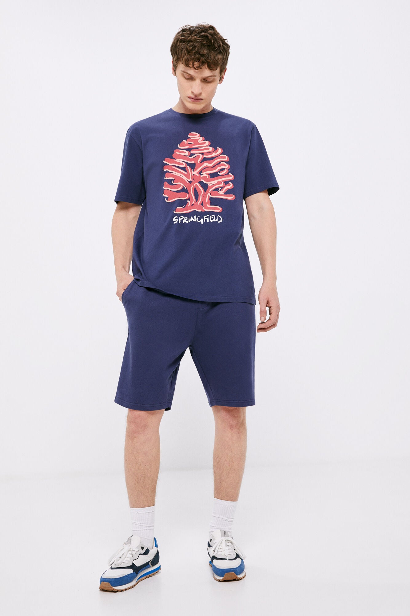 Watercolour tree T-shirt (Regular Fit) - Blue