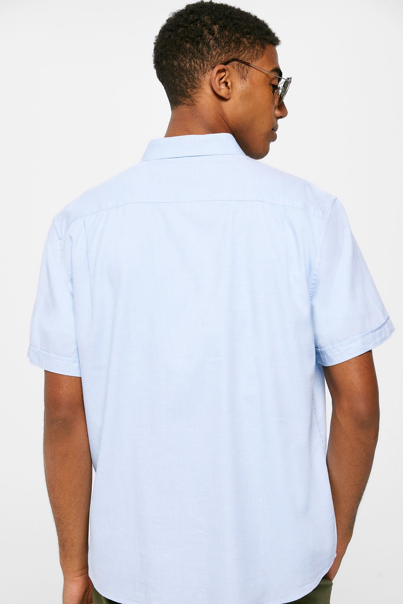 Textured colour Short Sleeve shirt (Regular Fit) - Light Blue