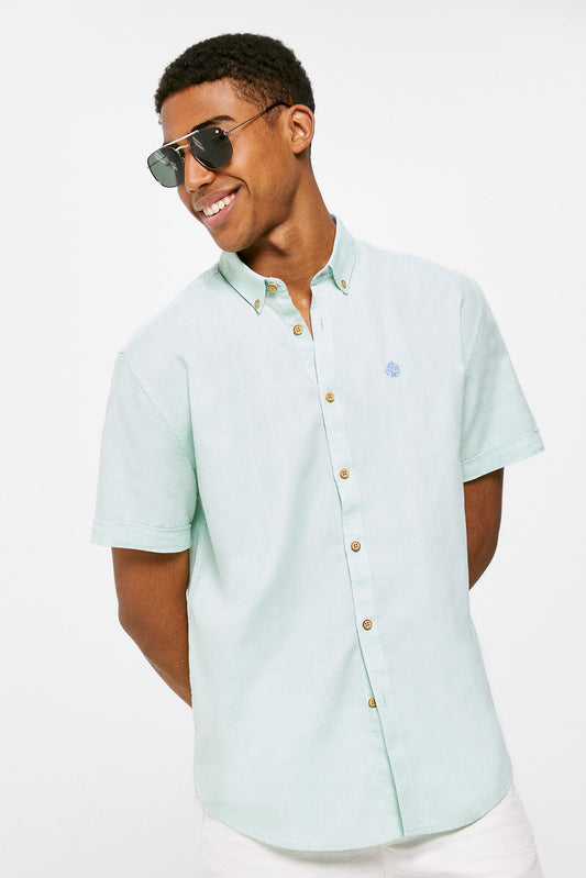 Textured colour Short Sleeve shirt (Regular Fit) - Green