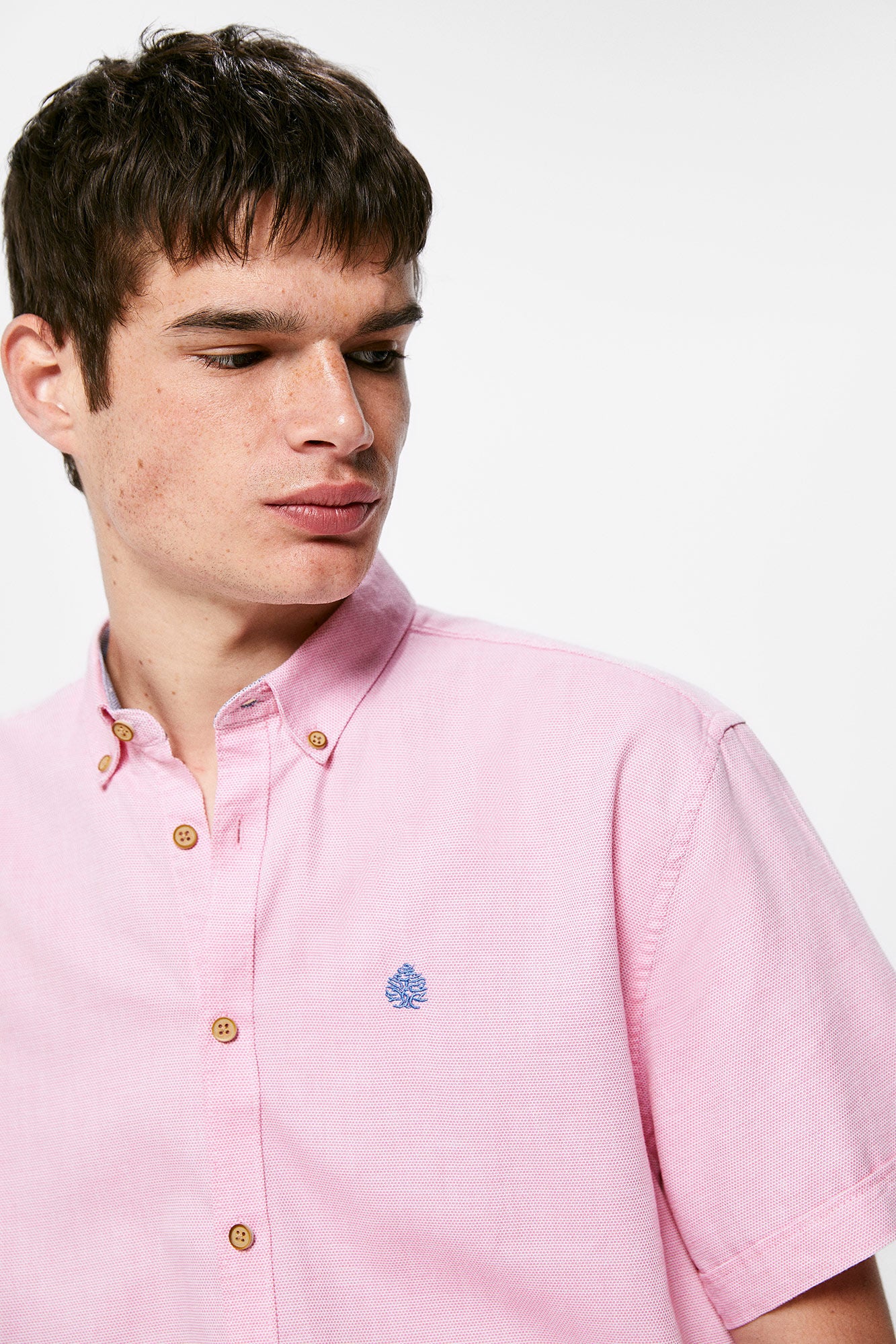 Textured colour Short Sleeve shirt (Regular Fit) - Pink