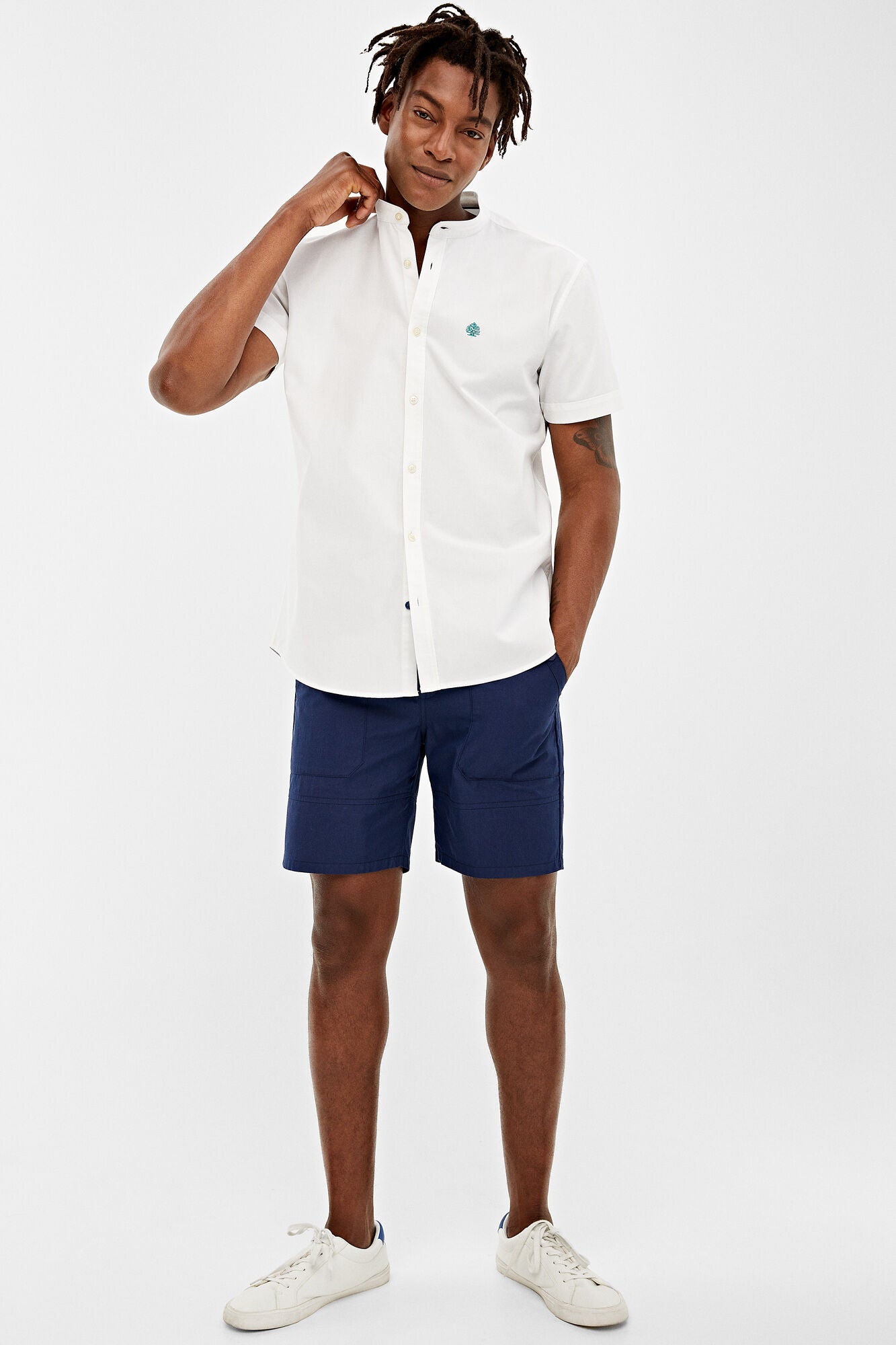 Textured colour Short Sleeve shirt (Regular Fit) - White