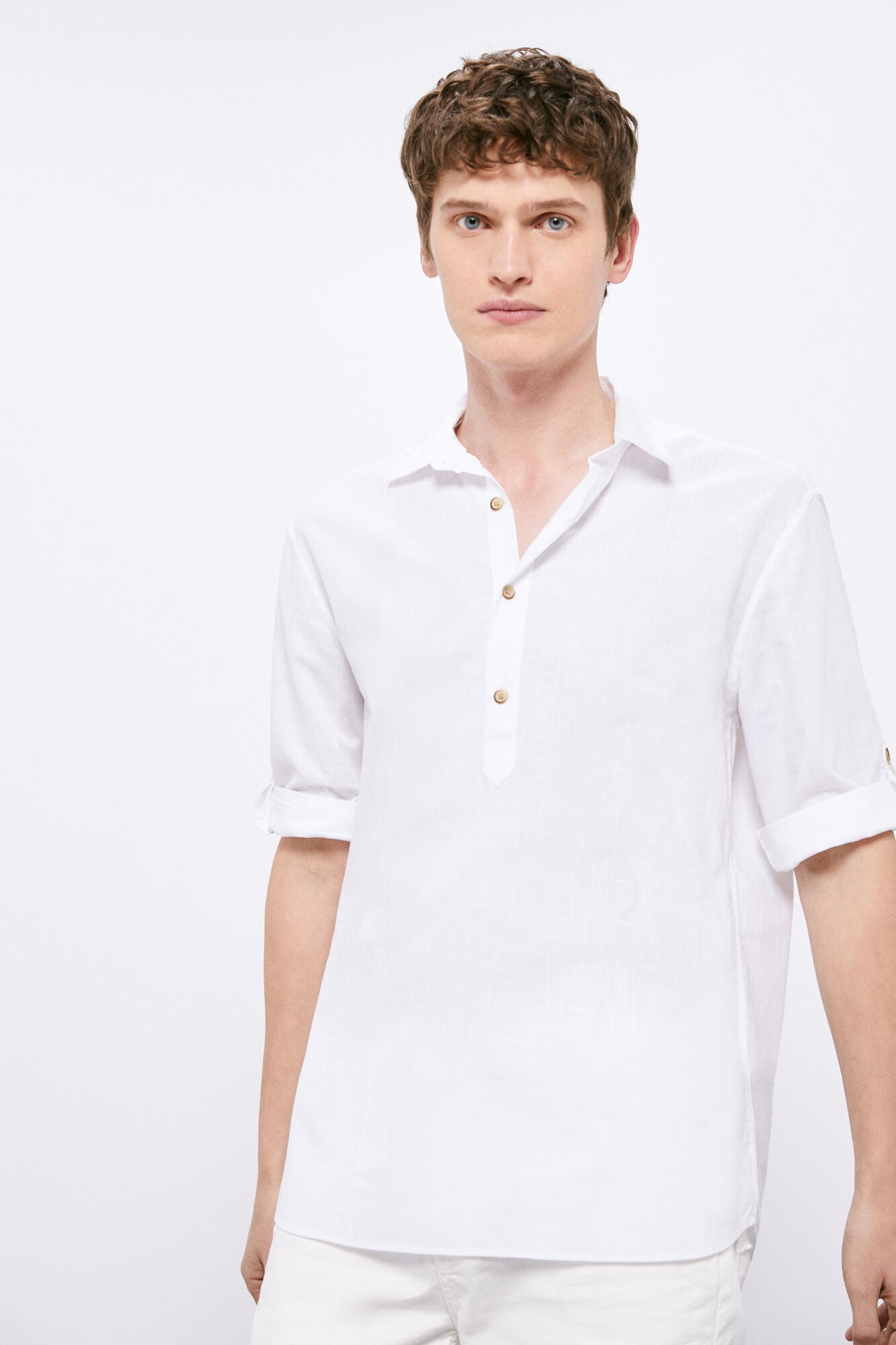 Cotton Shirt with Rolled up sleeve(Custom Fit)