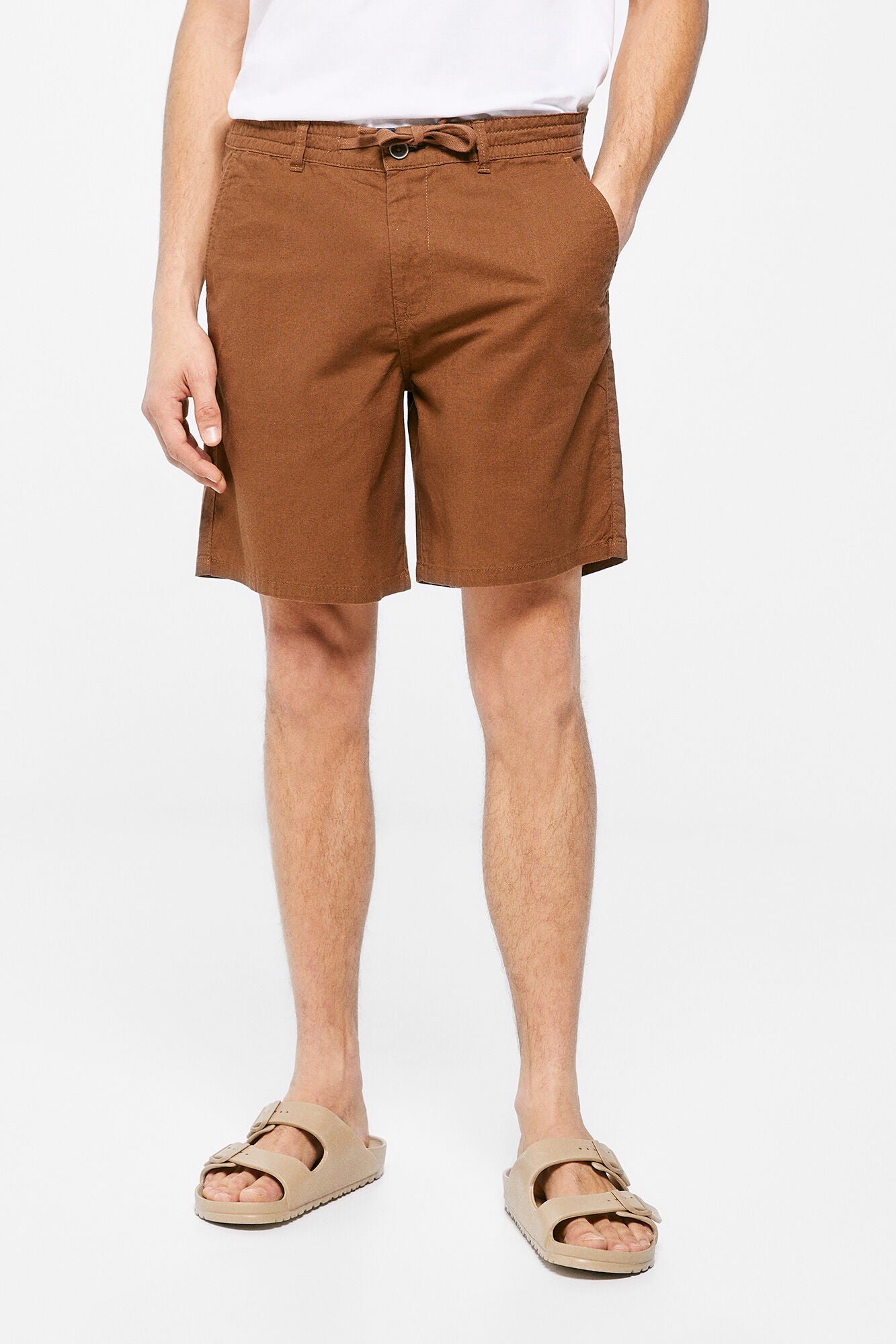 Brown Lace Bermuda Shorts