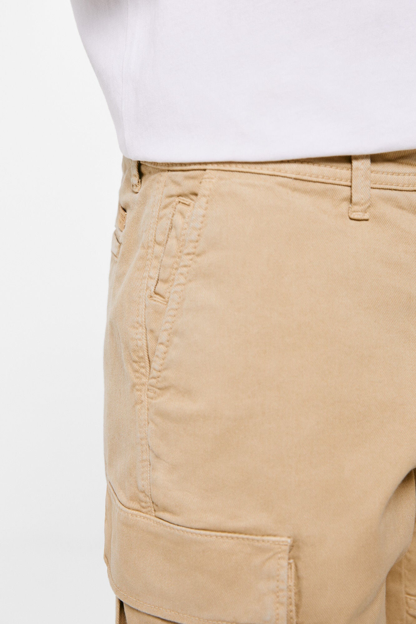 Beige Button Bermuda Shorts