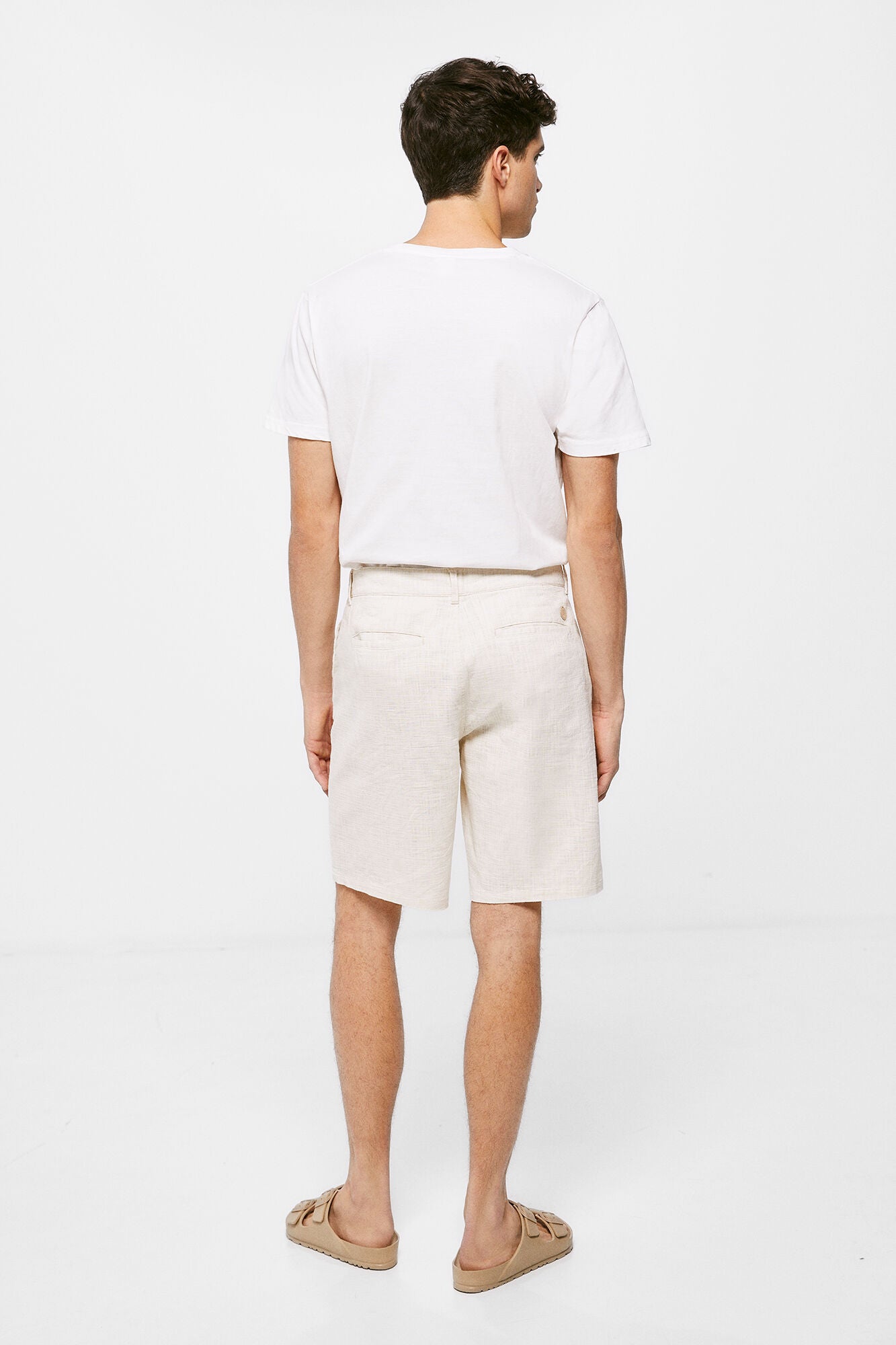 White Plain Button Bermuda Shorts