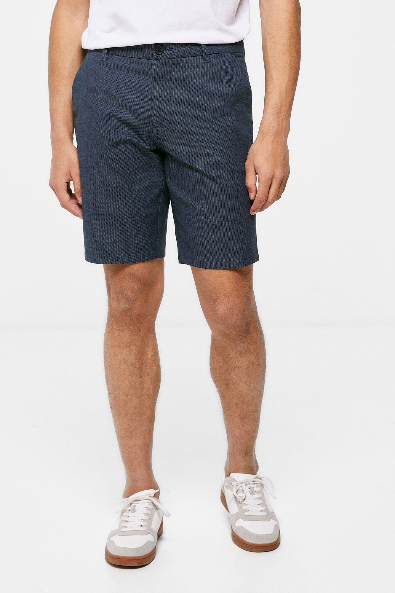 Dark Blue Button Bermuda Shorts