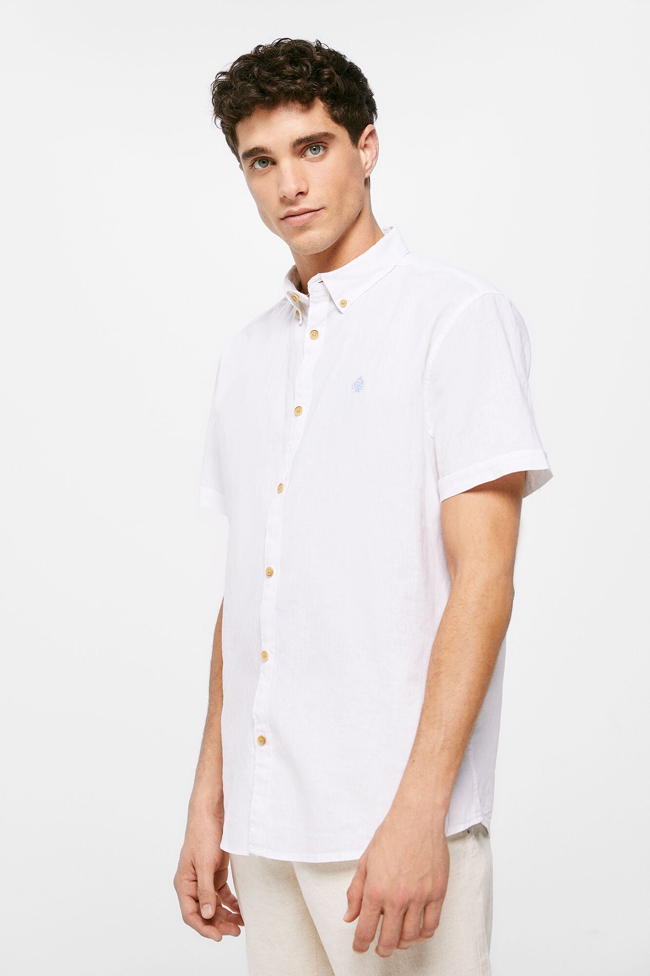Linen Short Sleeve shirt (Regular Fit) - White