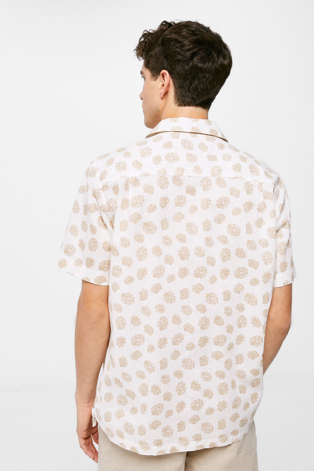 Linen Printed Short Sleeved Shirt (Regular Fit)