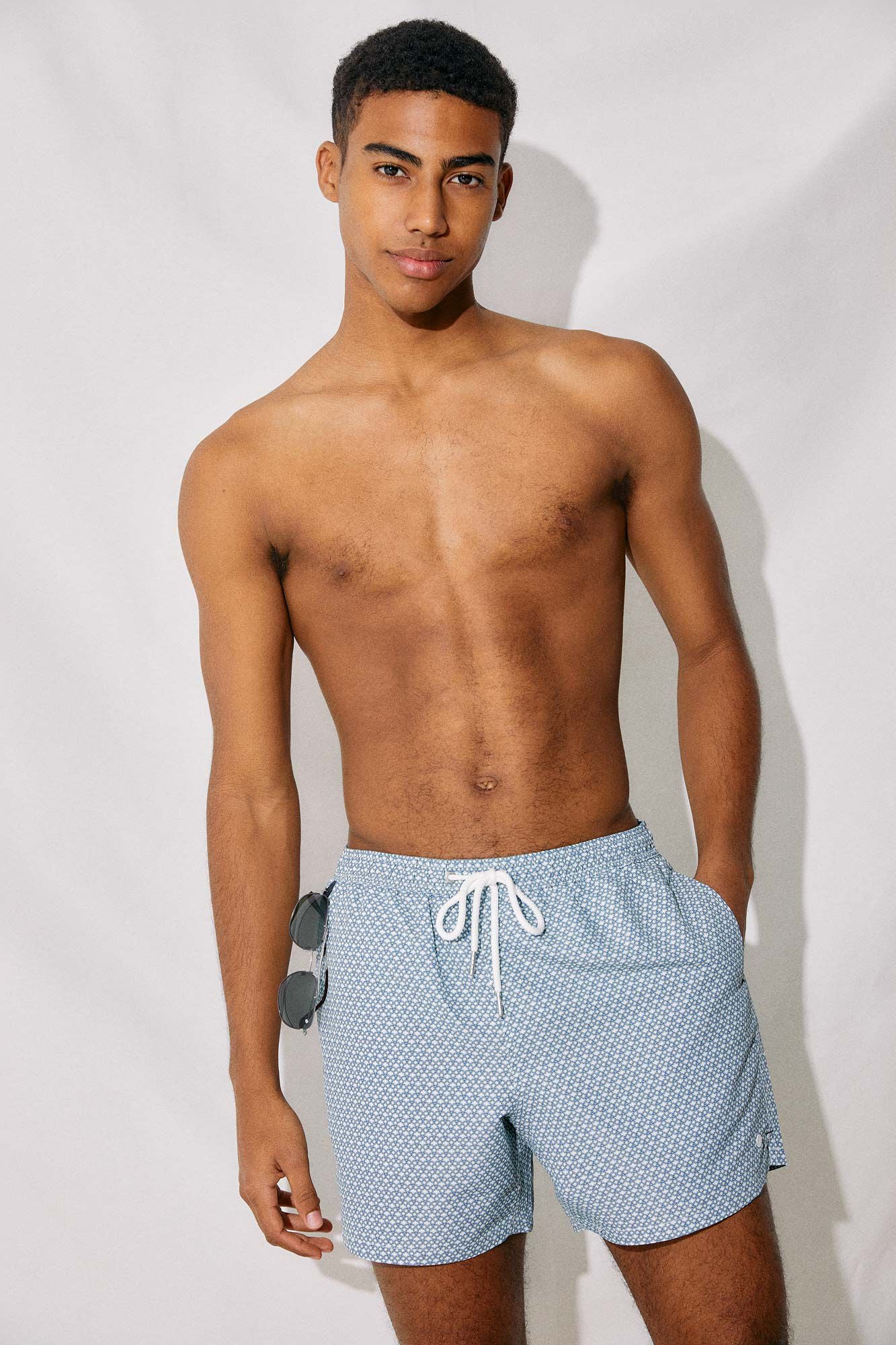 Blue Dot Printed Swim Shorts