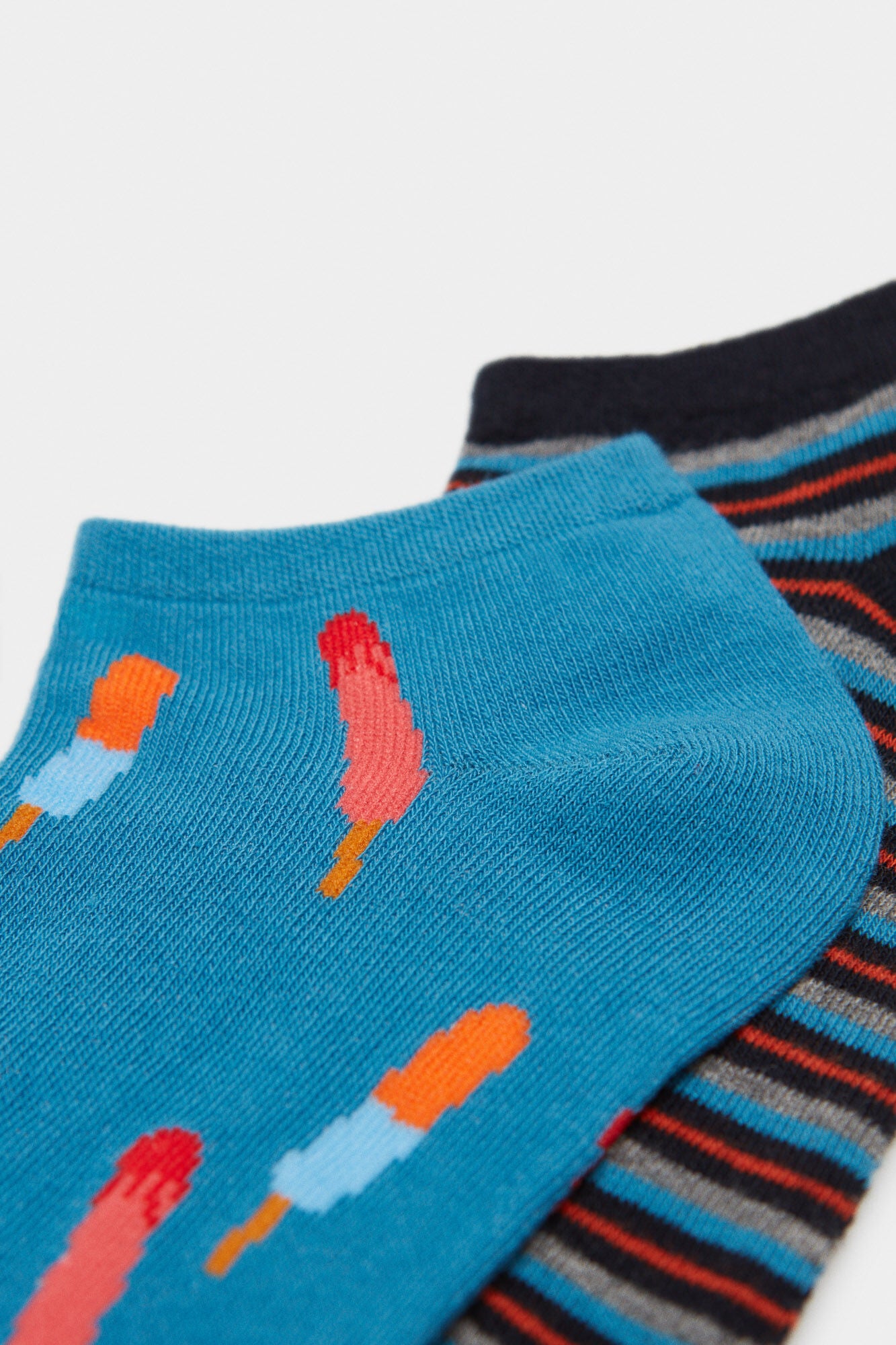 Blue Black Mix Design Fancy Socks - 2 Pair