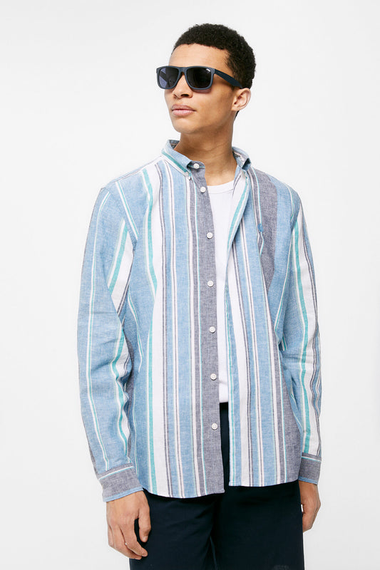 Striped linen shirt (Regular Fit) - Blue