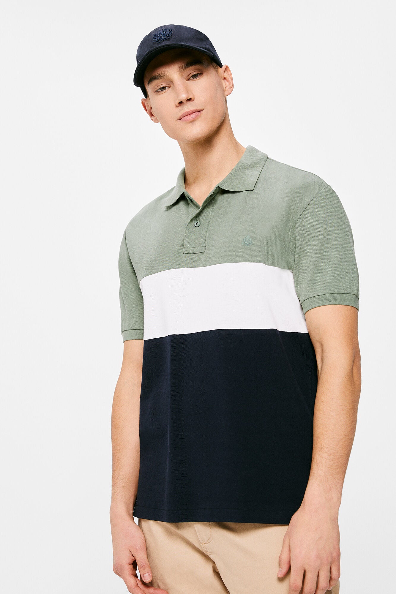 Colour block piqué polo shirt (Regular Fit) - Green
