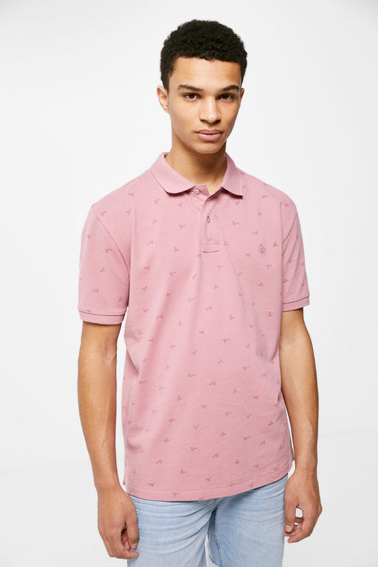 Piqué polo shirt all-over print (Regular Fit) - Pink