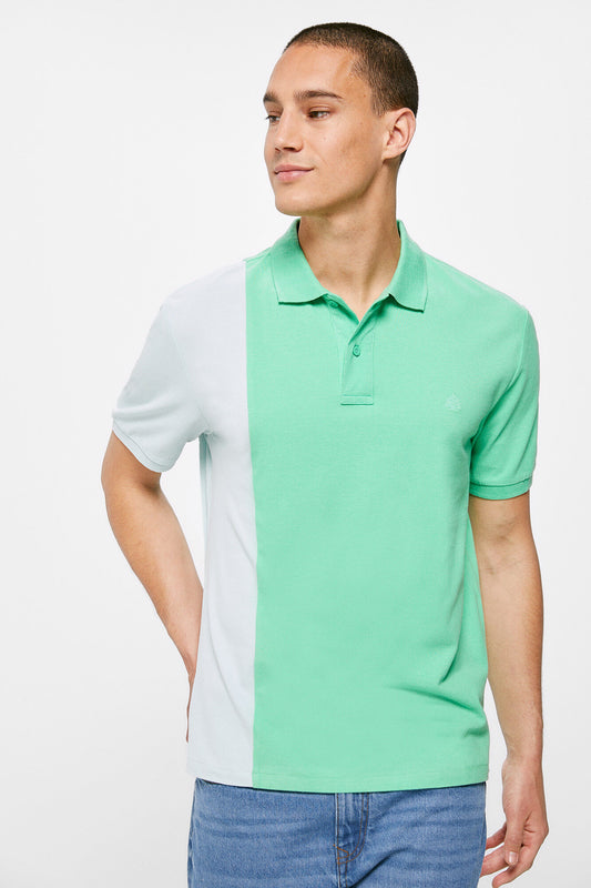 Contrast Block piqué polo shirt (Regular Fit) - Green