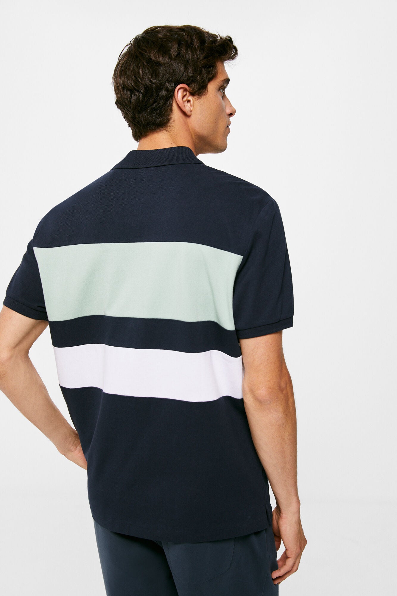 Colour block Oxford piqué polo shirt (Regular Fit) - Navy
