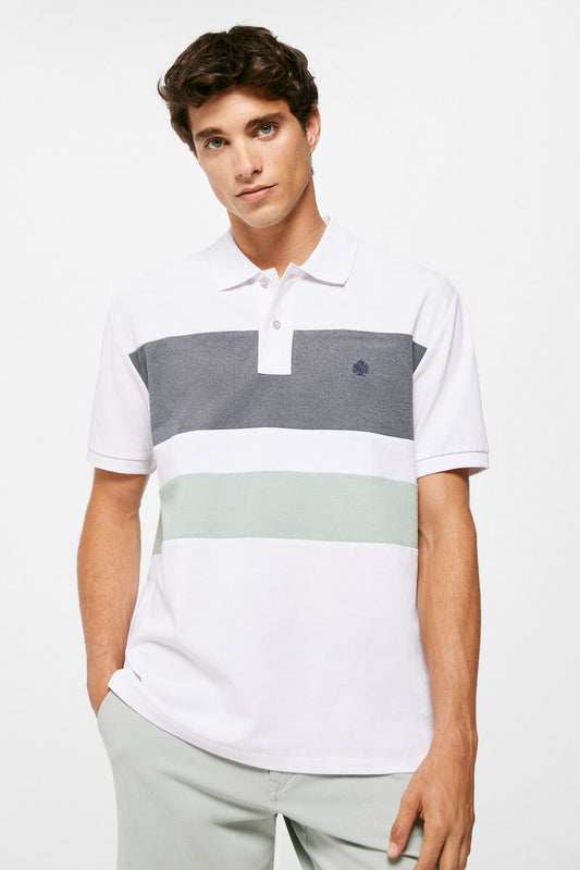 Colour block Oxford piqué polo shirt (Regular Fit) - White