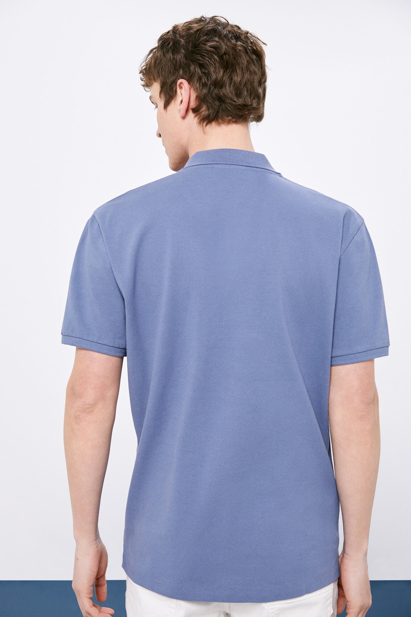 Piqué polo shirt with resort collar (Regular Fit) - Blue