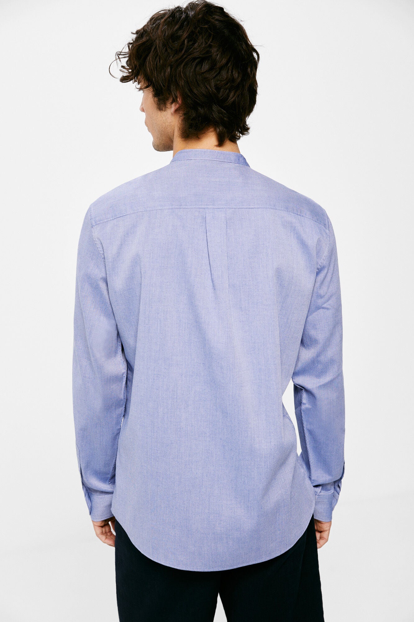 Mandarin Collar Shirt (Custom Fit) - Blue