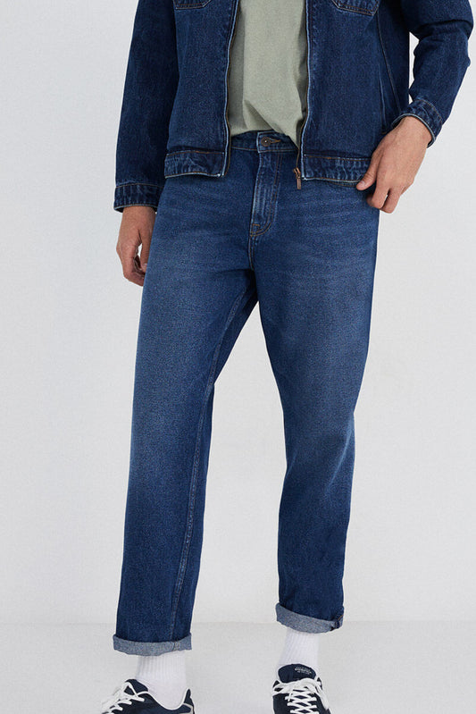 Medium wash regular relaxed fit jeans