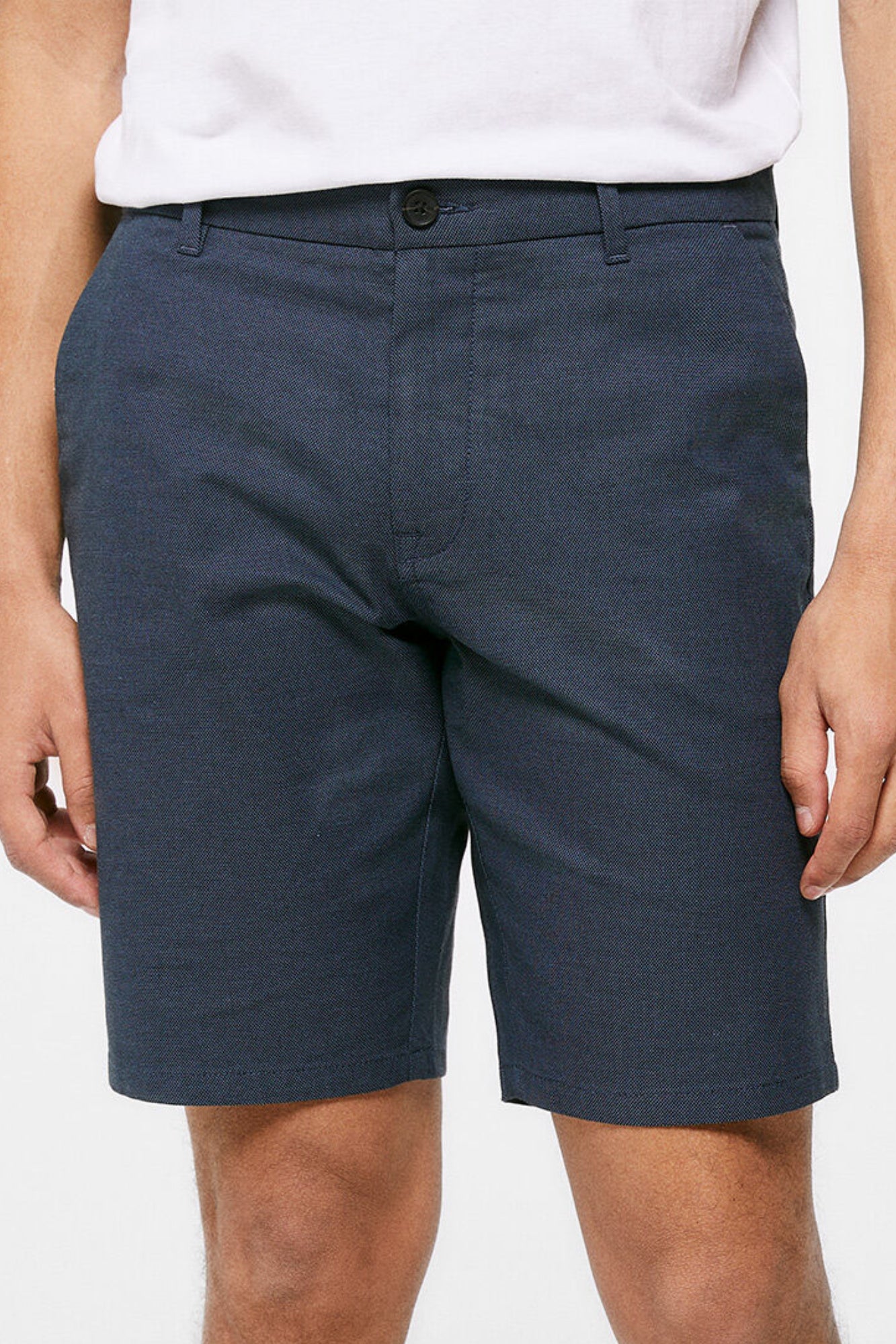 Dark Blue Button Bermuda Shorts