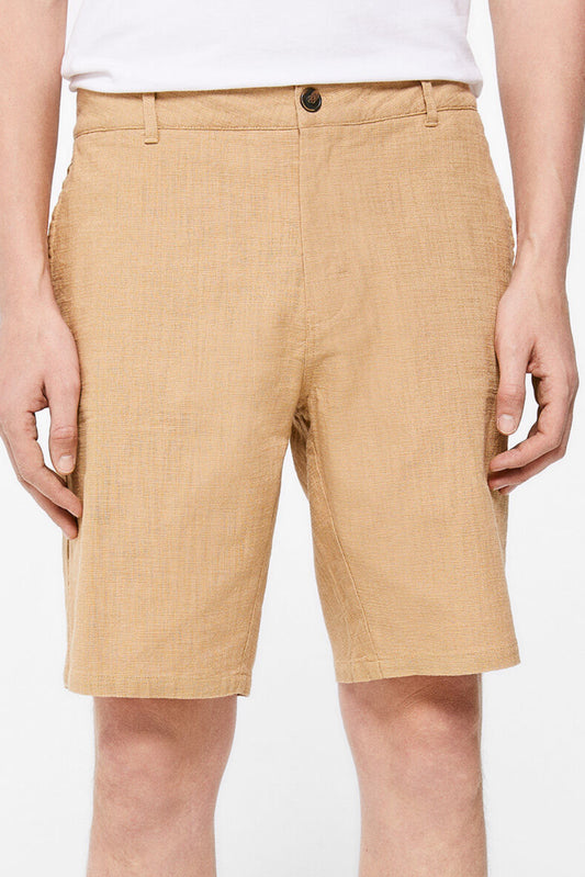 Light Brown Button Bermuda Shorts
