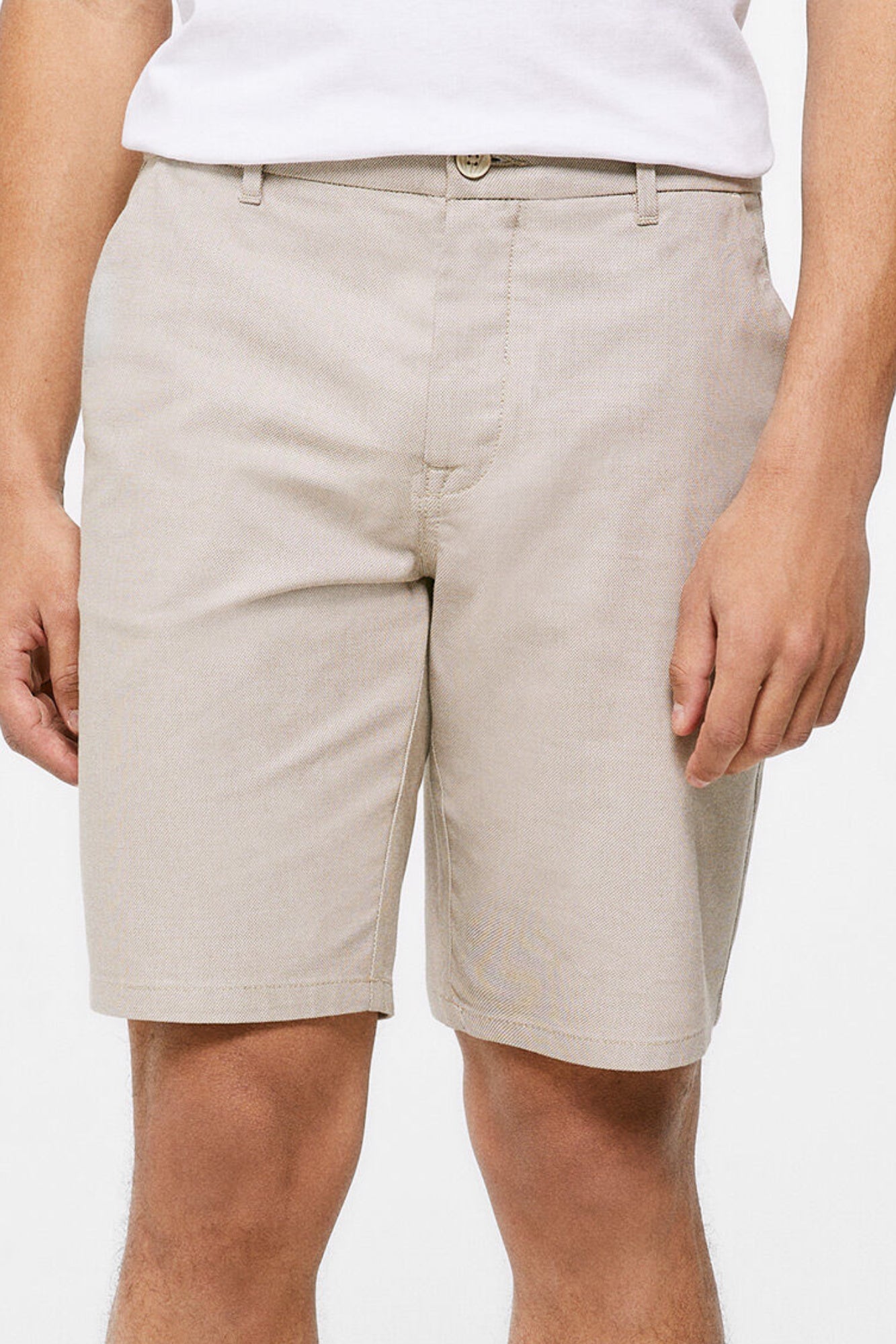 Ash White Button Bermuda Shorts