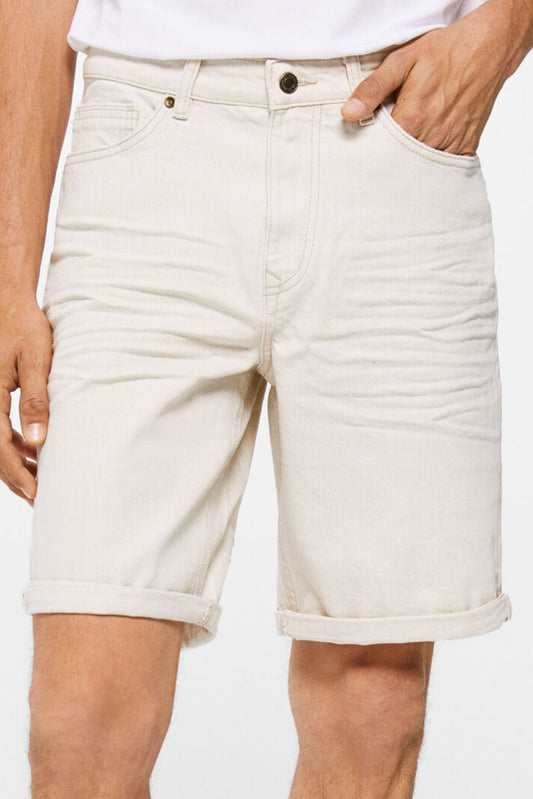 White Pocket Button Bermuda Shorts
