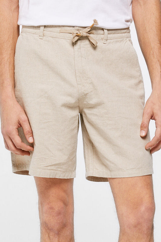 Beige Lace Bermuda Shorts