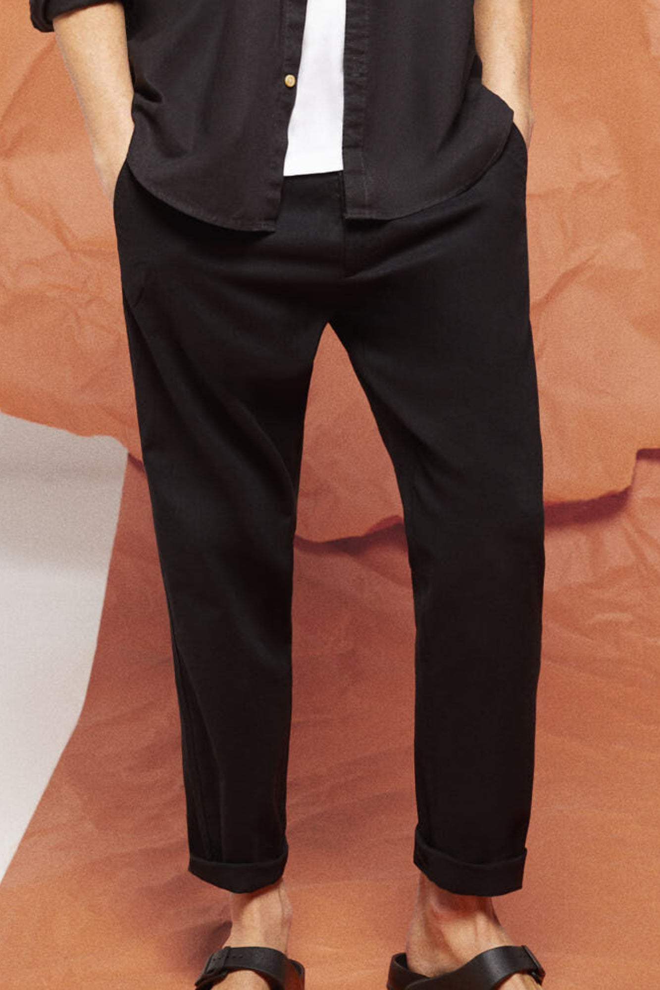 Black Linen Blend Trousers