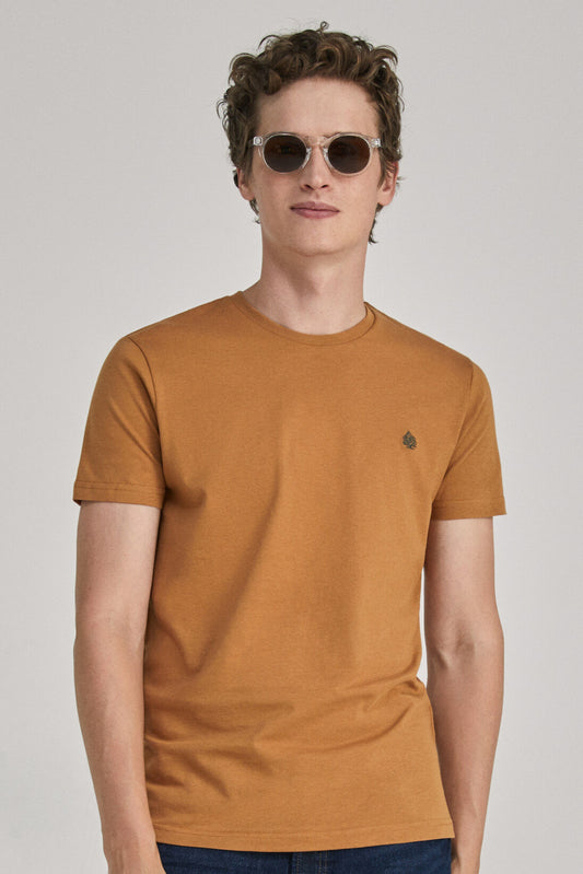 Brown Round Neck Essential T-shirt