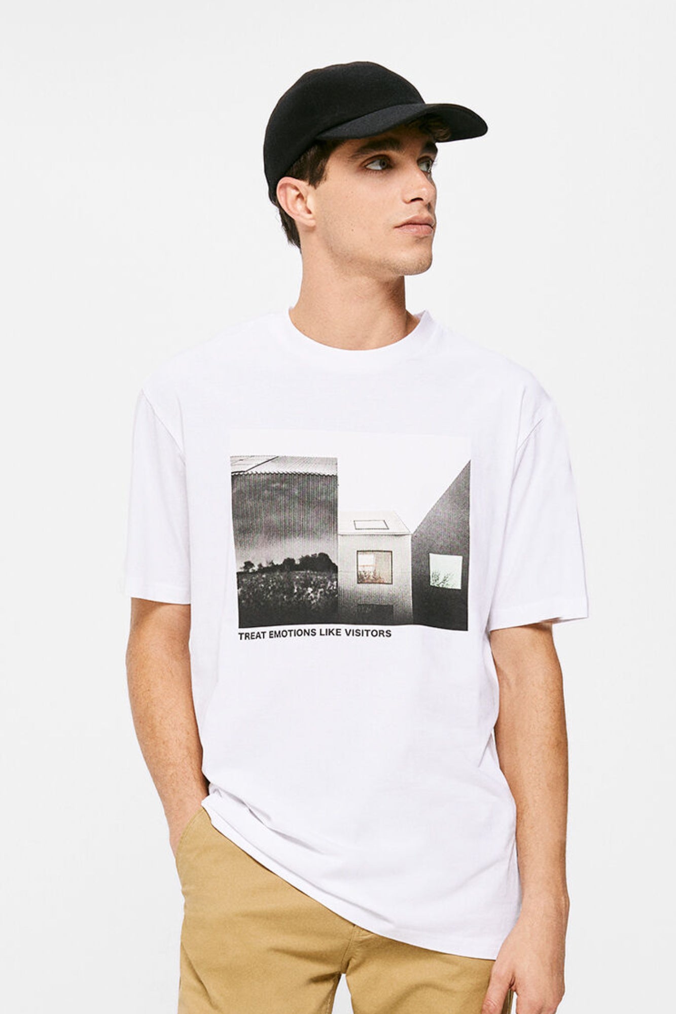 White Treat Emotions Printed T-Shirt
