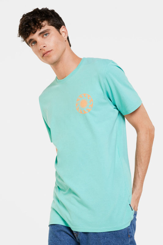 Mint Blue Sun orange Printed T-shirt