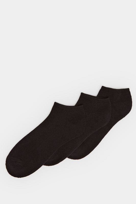 Black Plain Ankle Fancy Socks - 3 Pairs