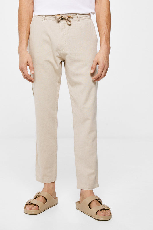 Ash White Linen Blend Trousers