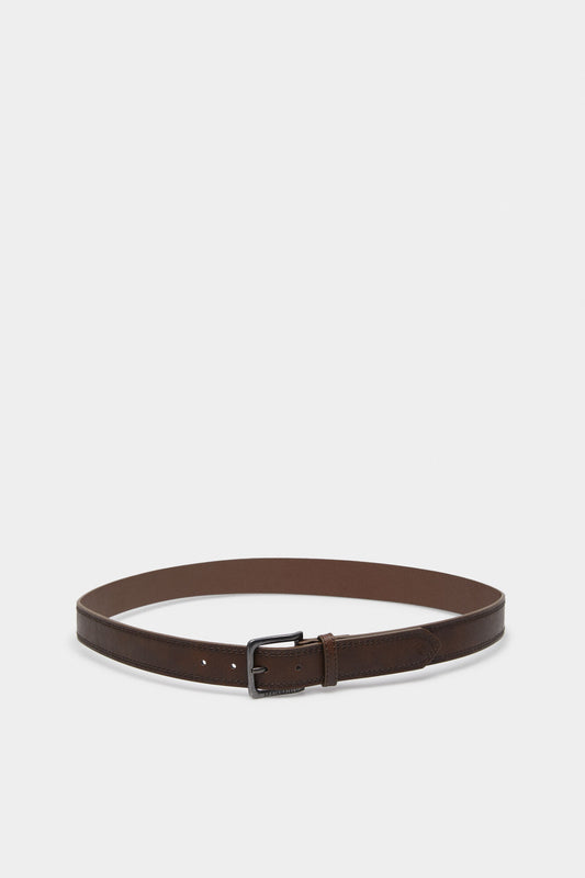 Faux leather belt with stitching