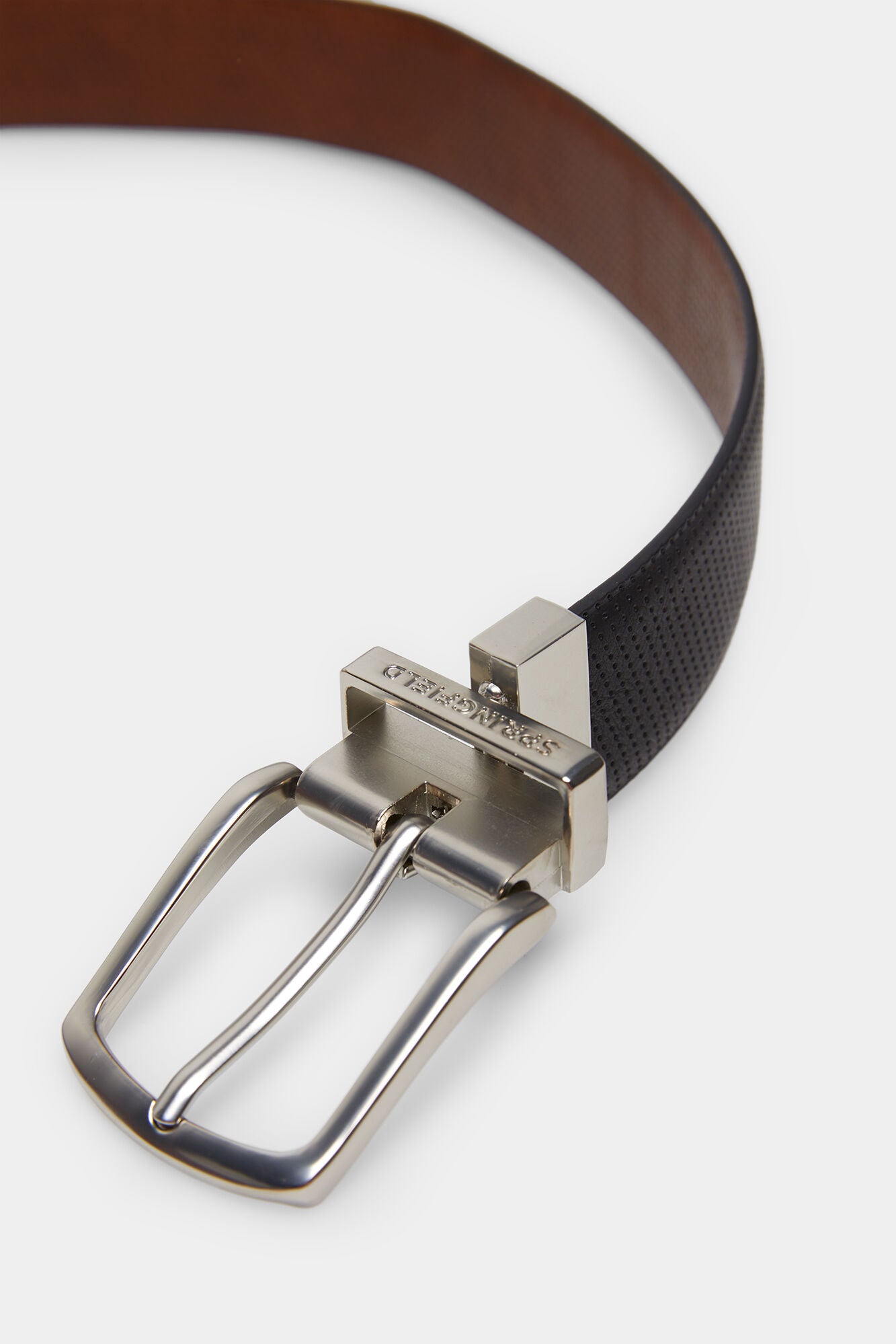 Reversible micro-perforated faux leather belt