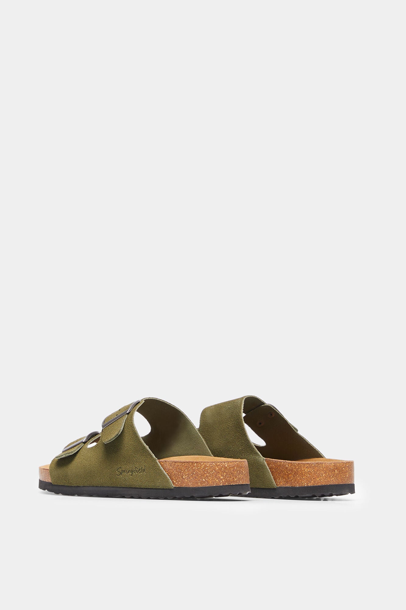Green Brown Double Strap Slippers