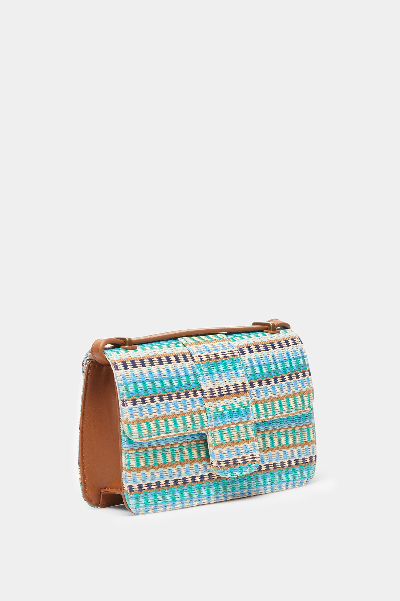 Multicolored raffia box bag