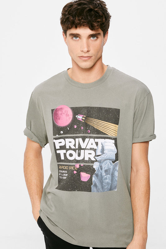 Grey Private Tour Printed T-Shirt