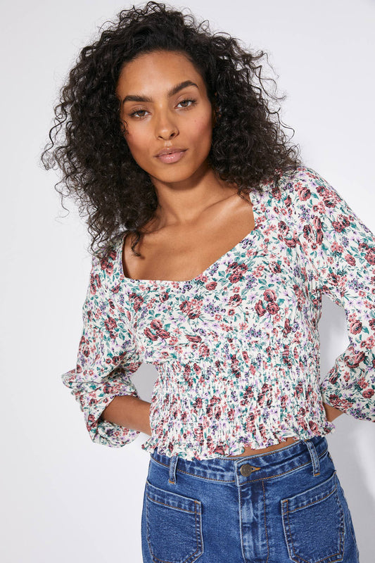 Cropped Smocked Blouse