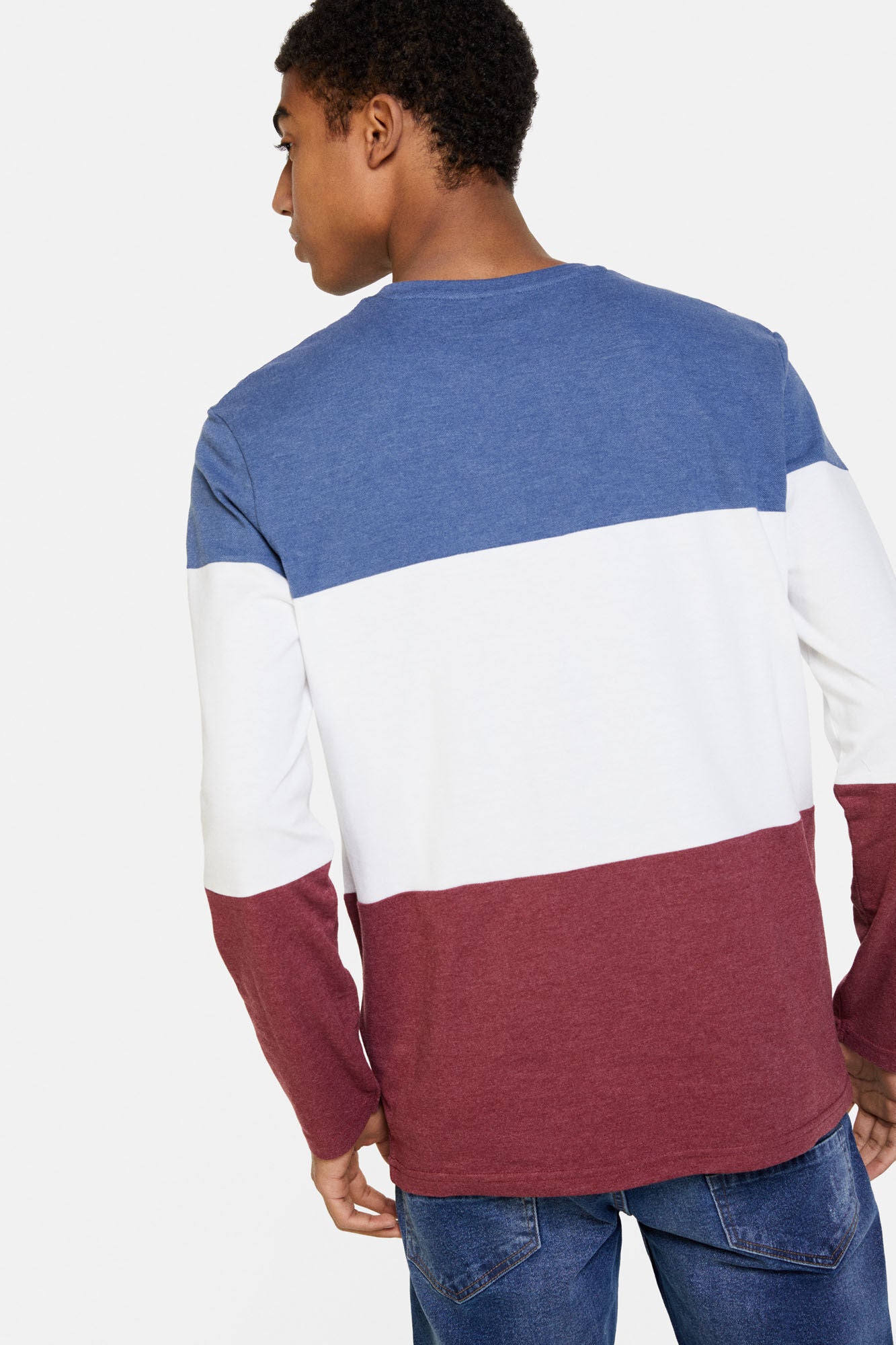 Long-sleeved tricolour top