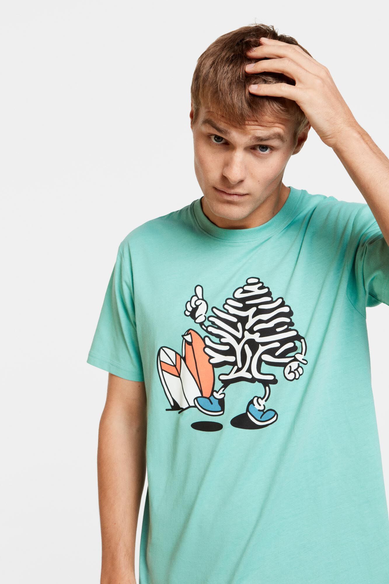 Mint Blue Tree Graphic T-Shirt