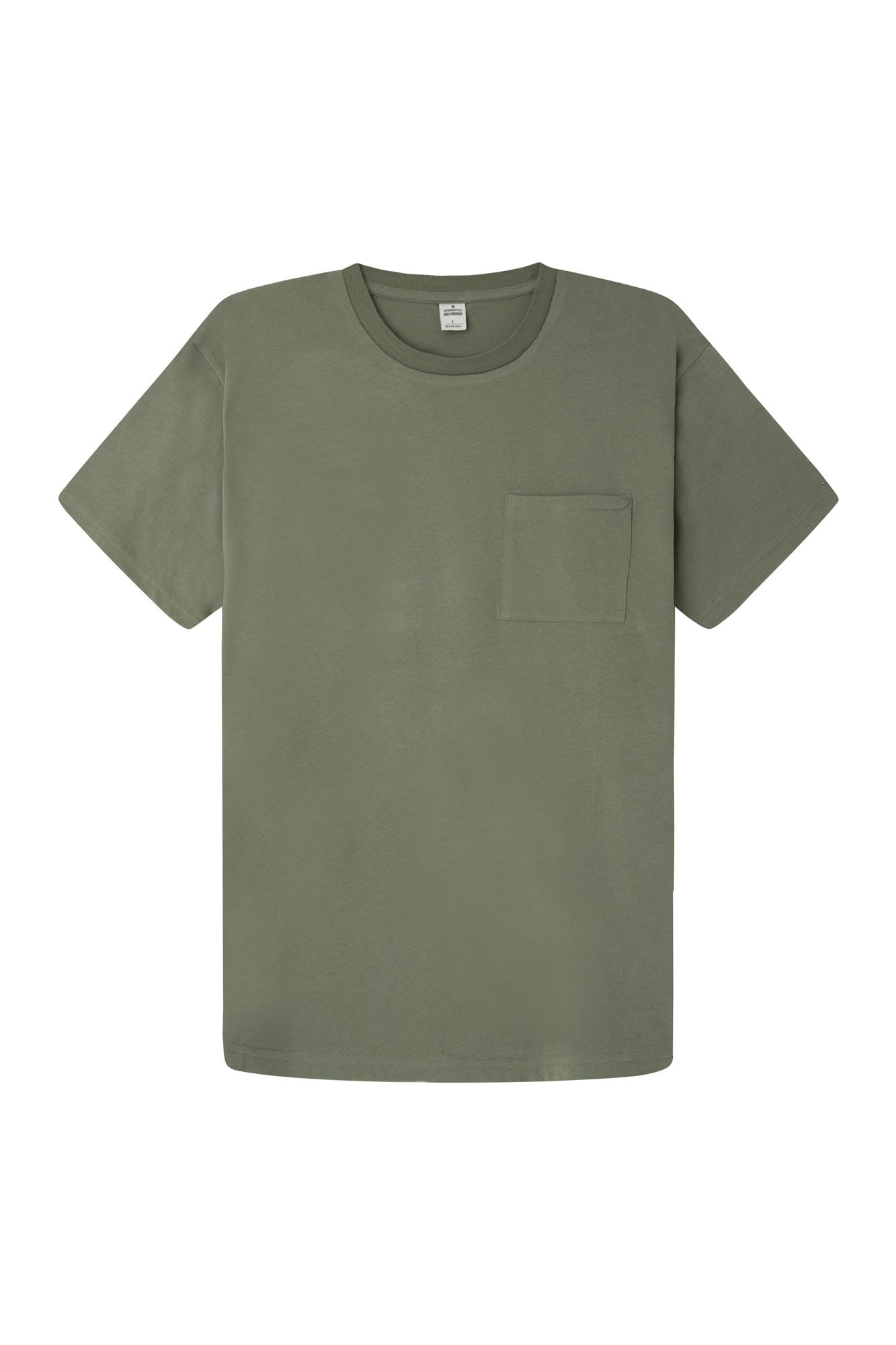 Ash Grey Plain Pocket Round Neck T-shirt