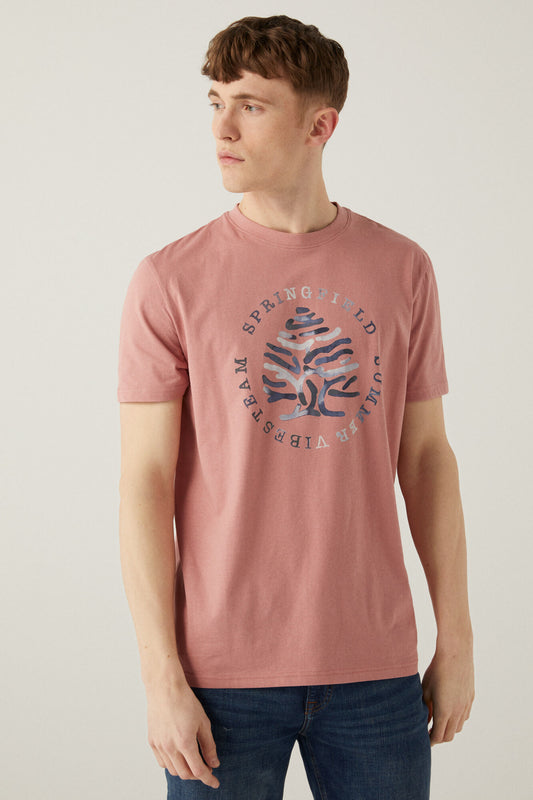 Pink Springfield Tree Graphic T-Shirt