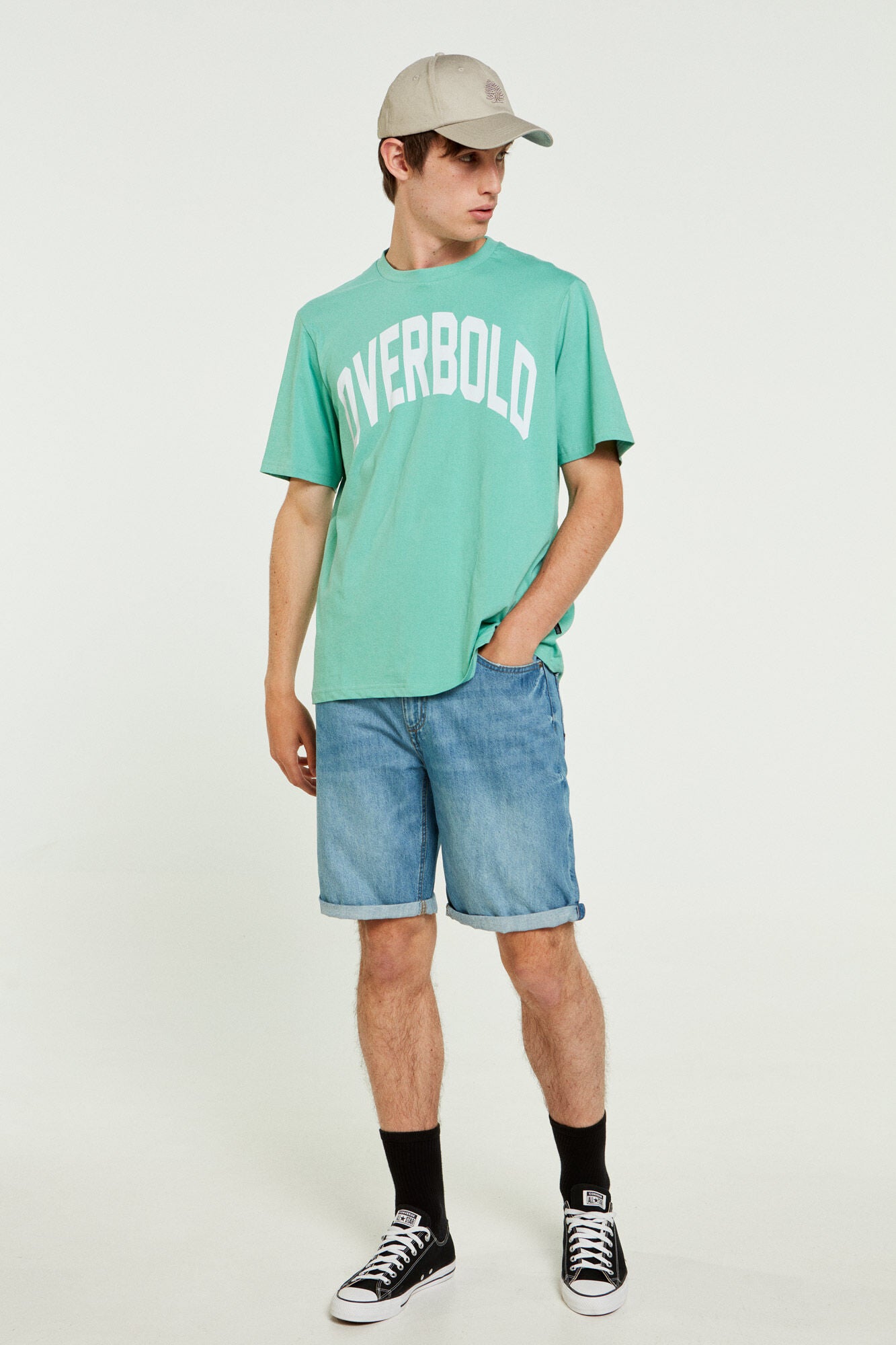 Mint Blue Overbold Printed T-shirt