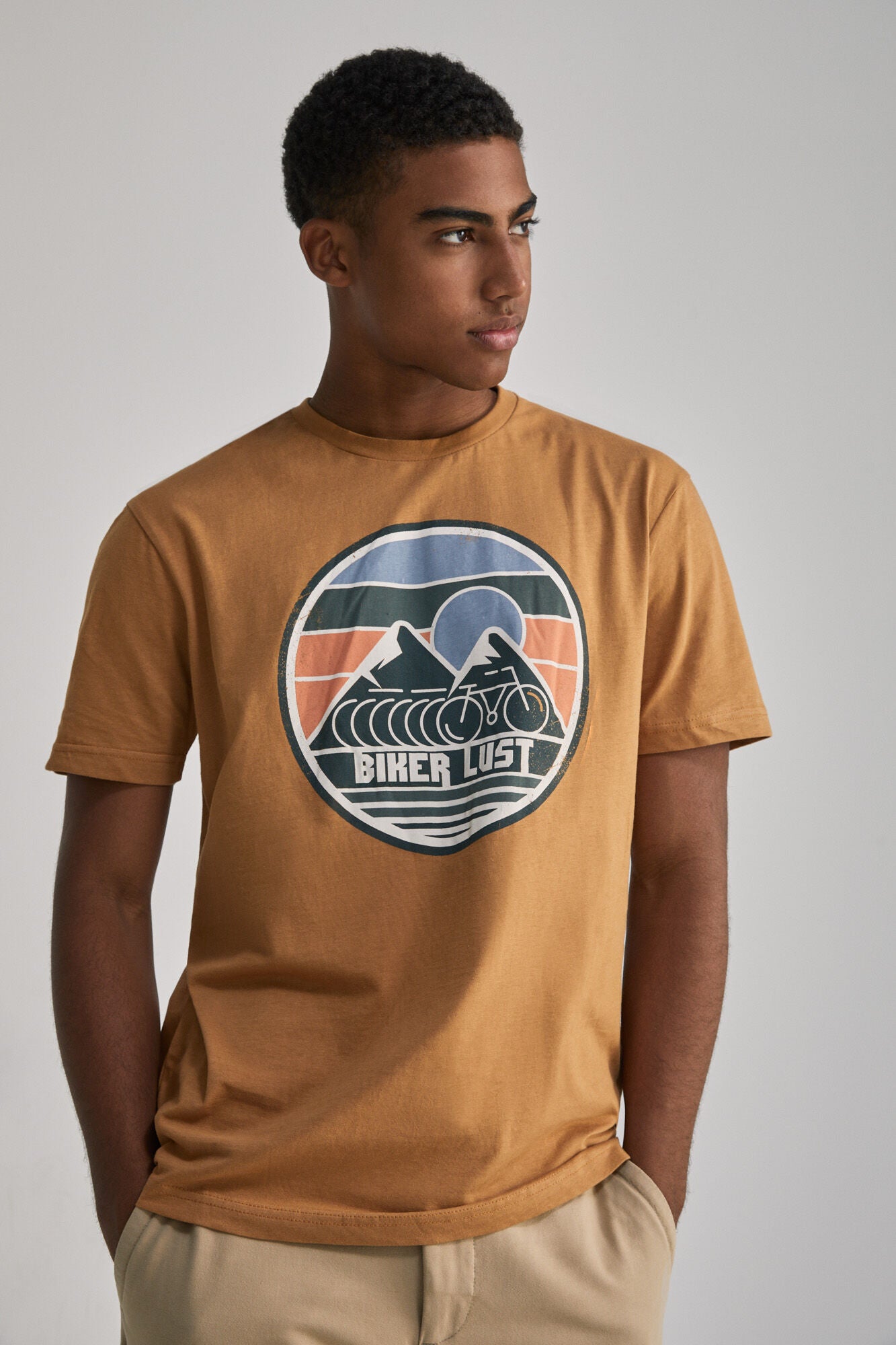 Brown Downhill Printed T-shirt