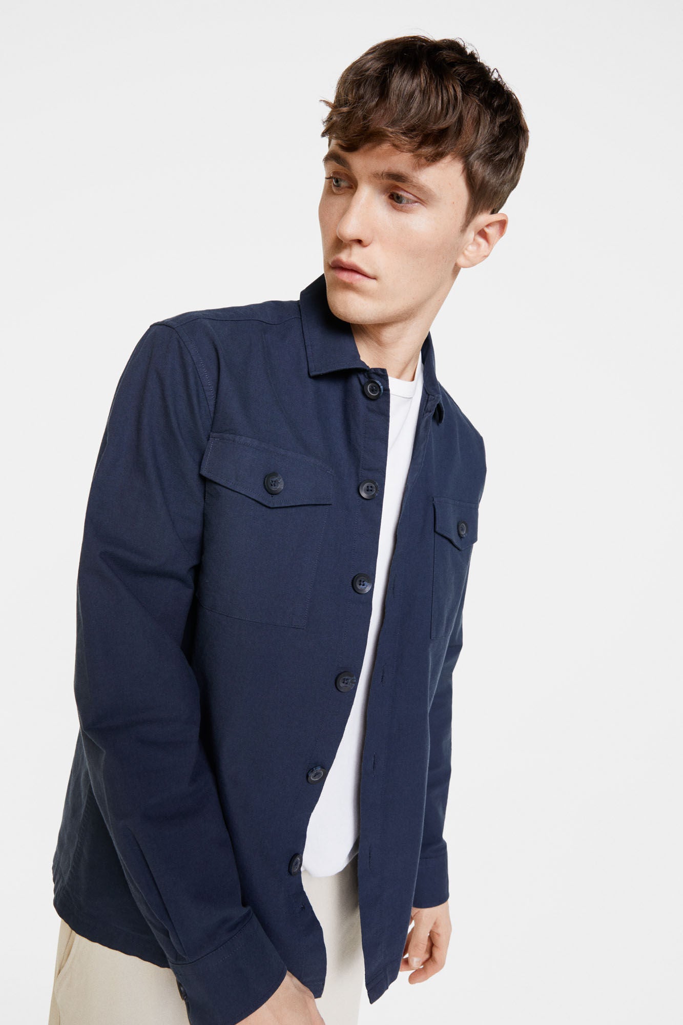 Oxford overshirt with pockets - Dark Blue