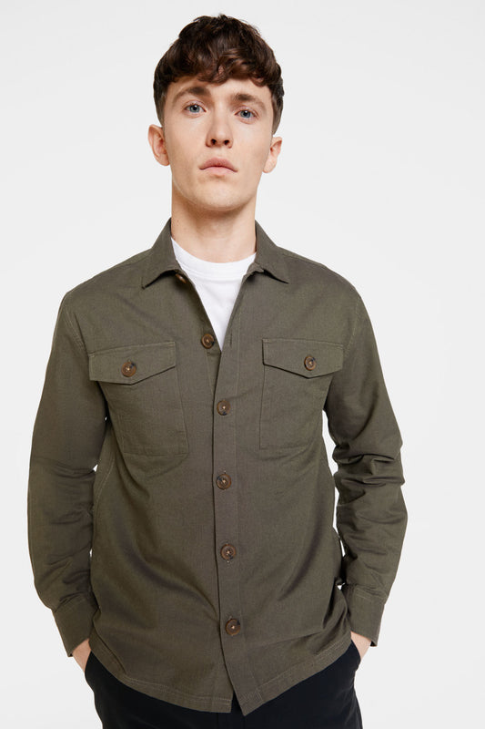 Oxford overshirt with pockets - Dark Khaki