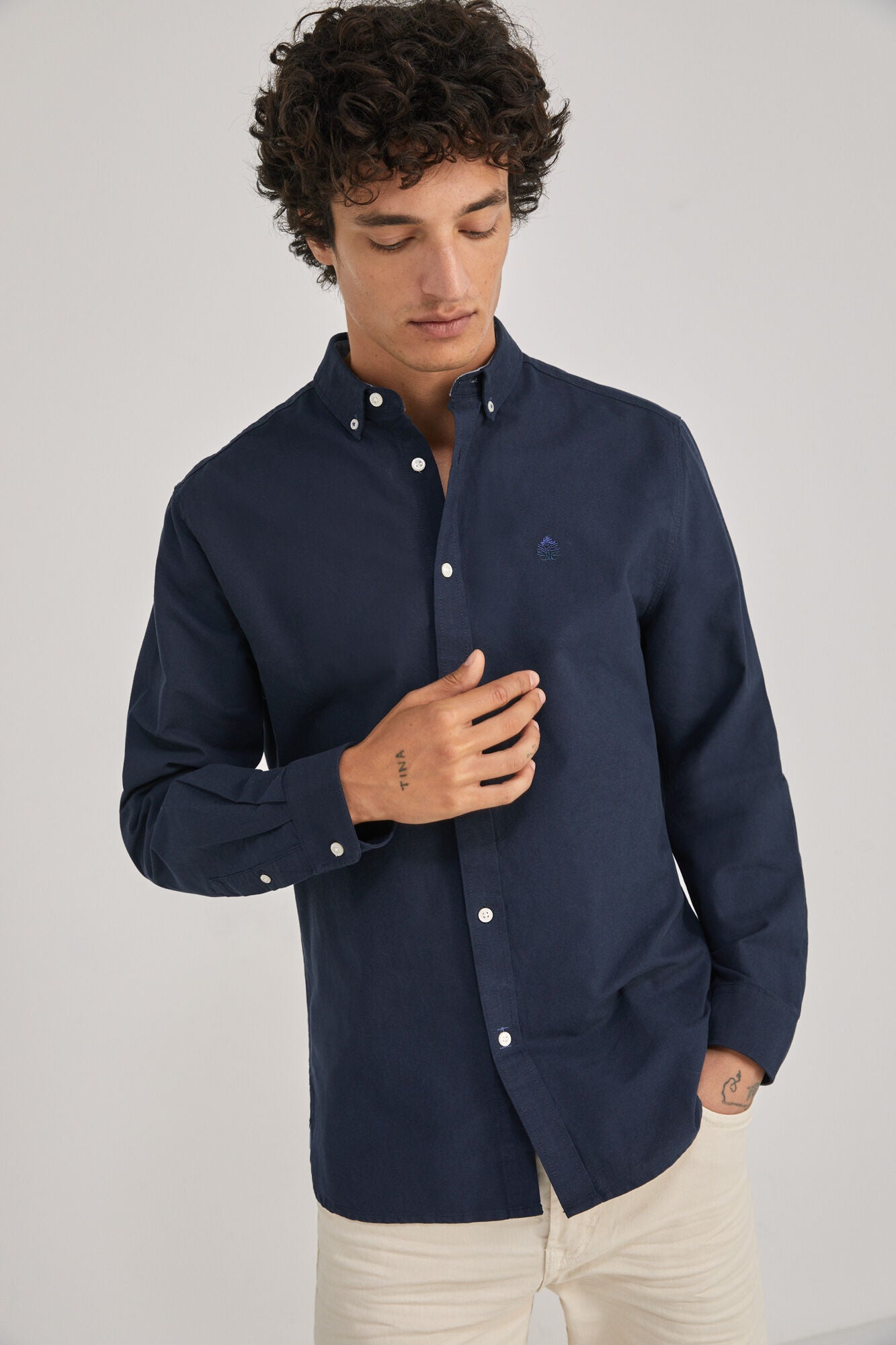 Coloured Oxford shirt (Regular Fit) - Dark Blue
